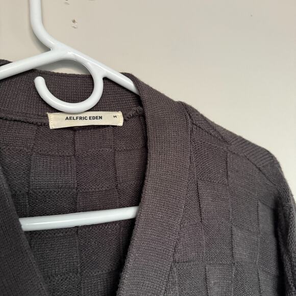 Aelfric Eden Womens Cardigan Sweater Medium Gray Patches Academia Collegiate - Picture 4 of 7